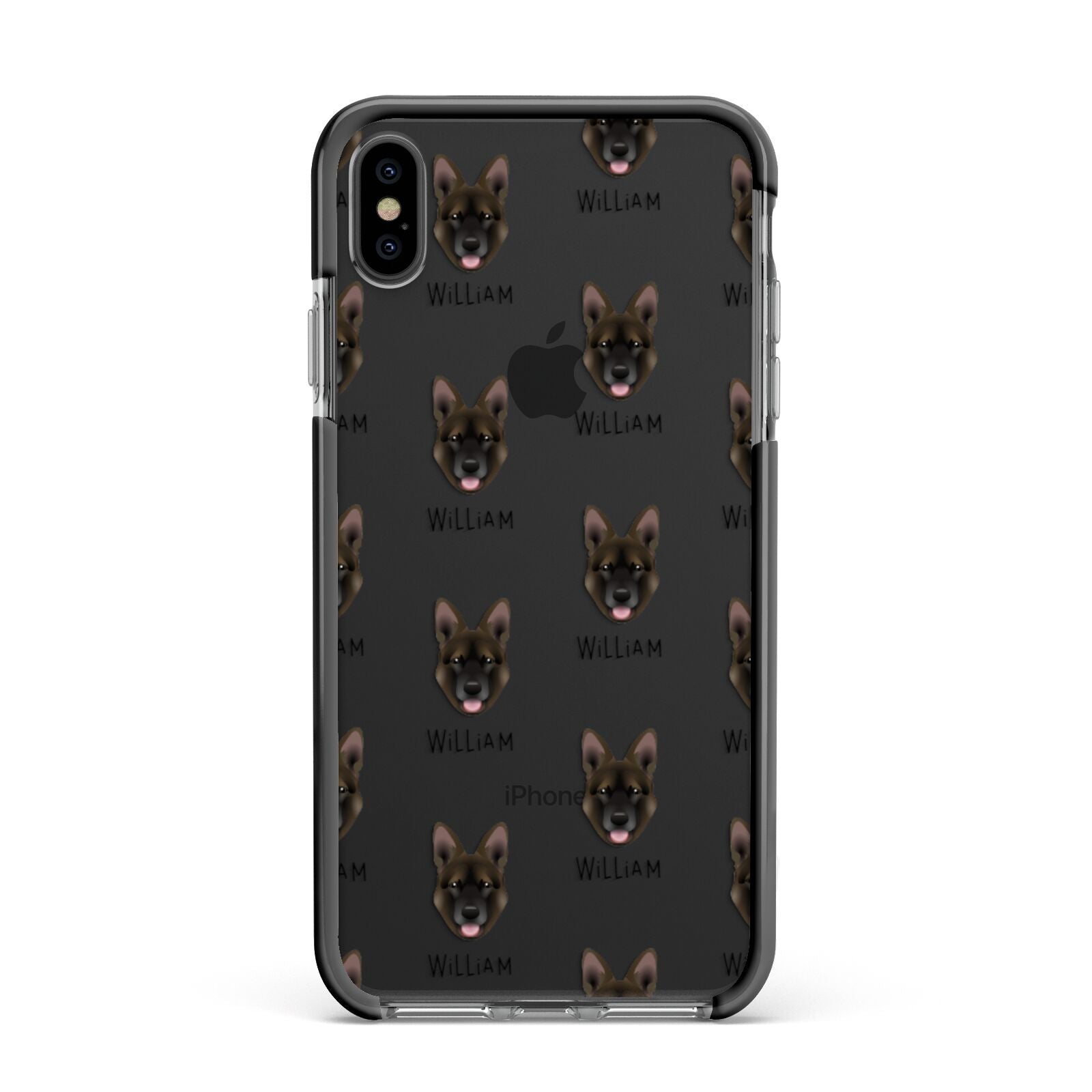 Belgian Malinois Icon with Name Apple iPhone Xs Max Impact Case Black Edge on Black Phone