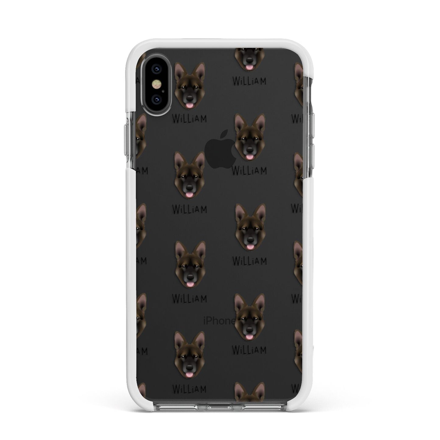 Belgian Malinois Icon with Name Apple iPhone Xs Max Impact Case White Edge on Black Phone