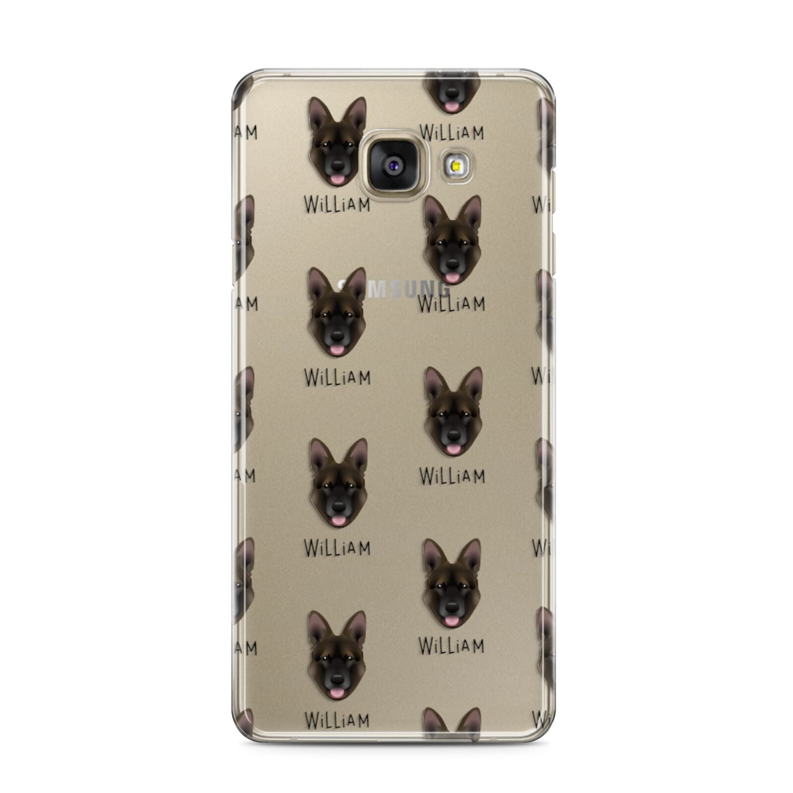 Belgian Malinois Icon with Name Samsung Galaxy A3 2016 Case on gold phone