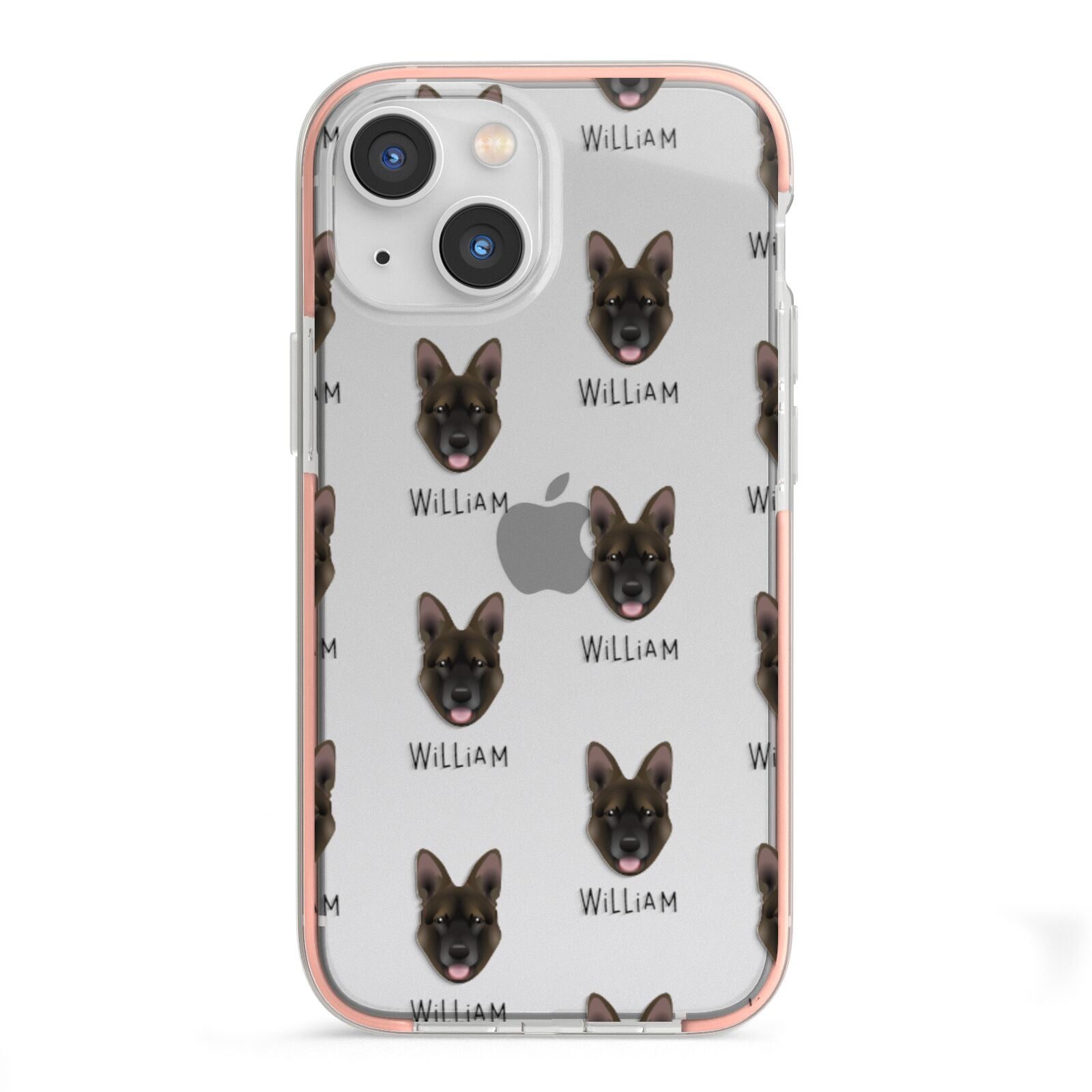 Belgian Malinois Icon with Name iPhone 13 Mini TPU Impact Case with Pink Edges