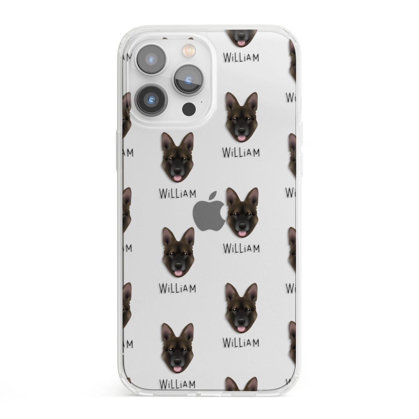 Belgian Malinois Icon with Name iPhone 13 Pro Max Clear Bumper Case