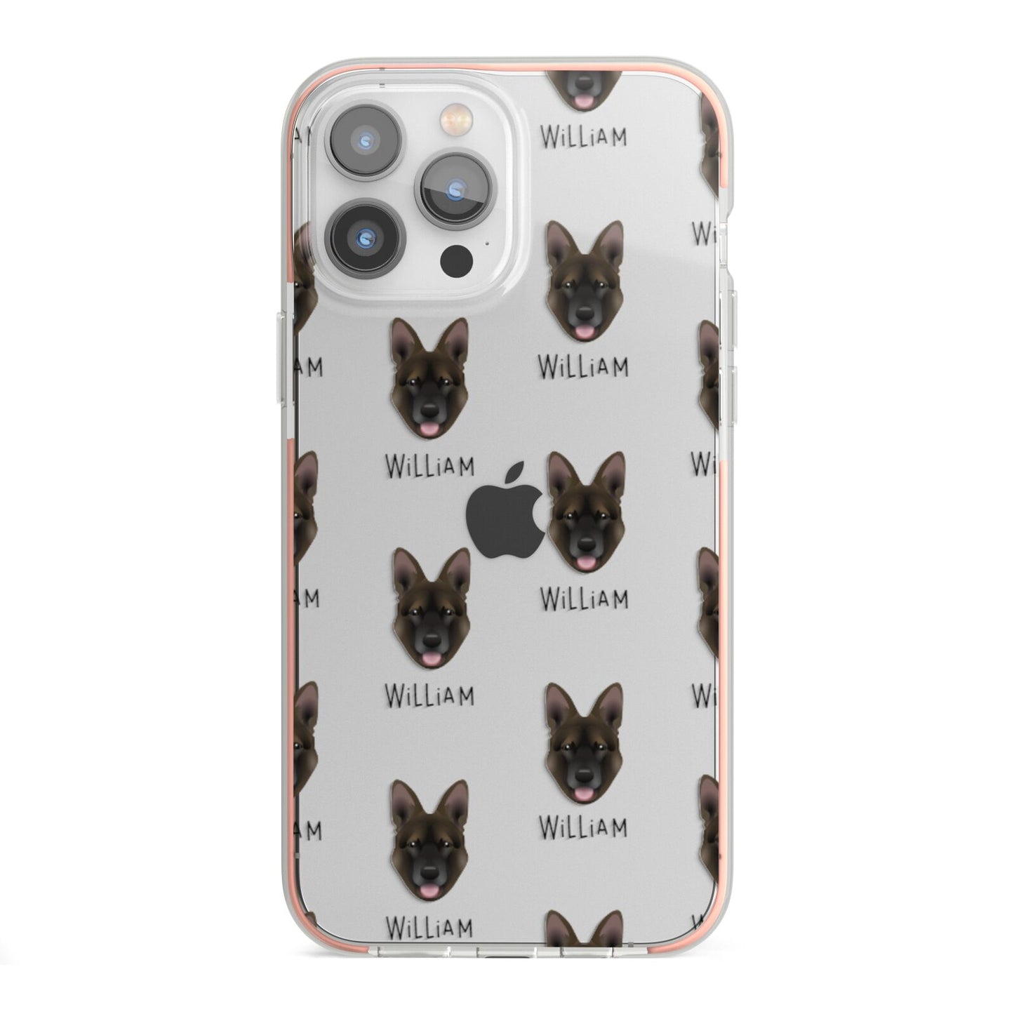 Belgian Malinois Icon with Name iPhone 13 Pro Max TPU Impact Case with Pink Edges