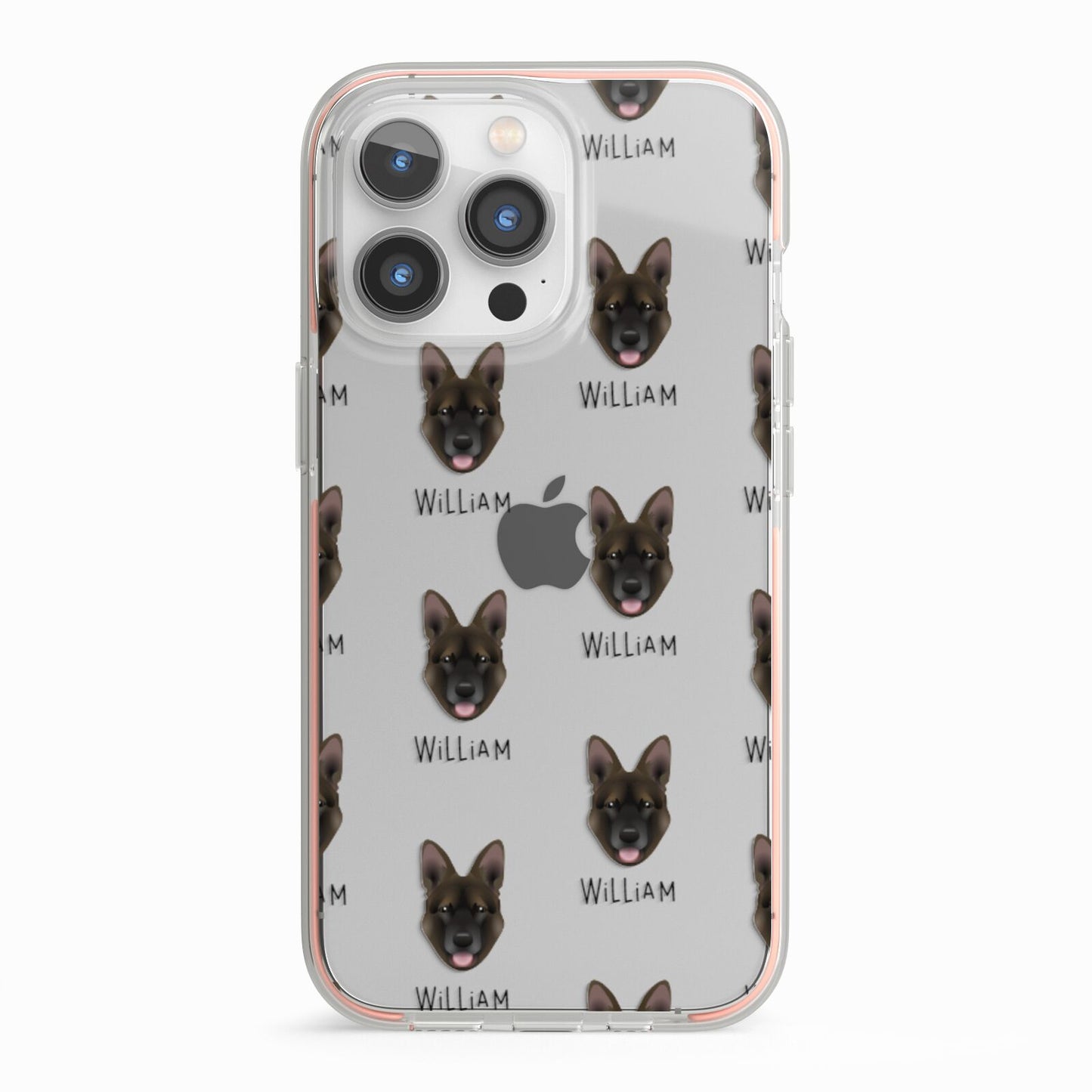 Belgian Malinois Icon with Name iPhone 13 Pro TPU Impact Case with Pink Edges