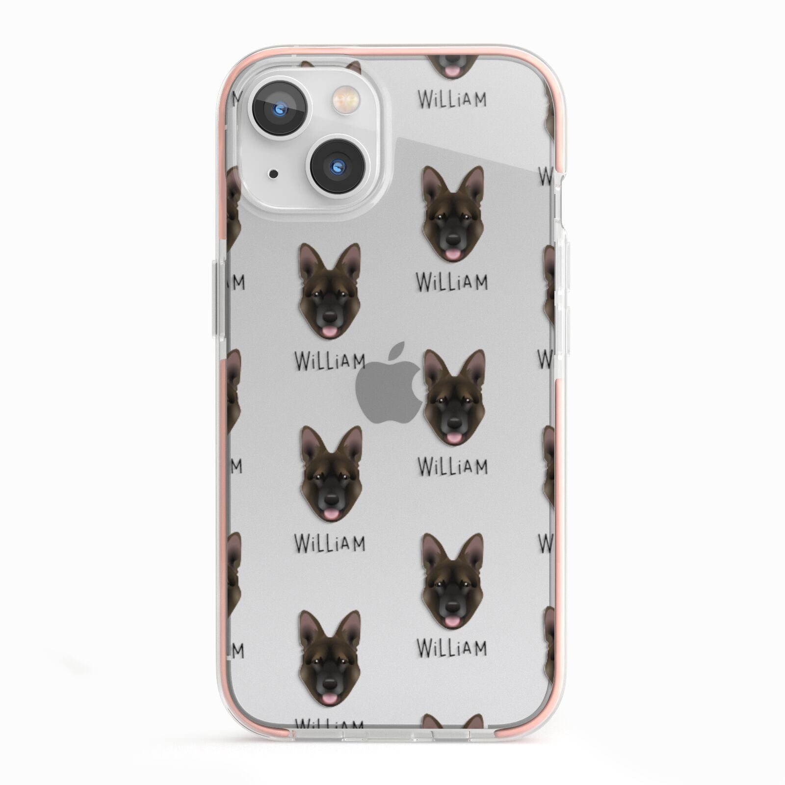 Belgian Malinois Icon with Name iPhone 13 TPU Impact Case with Pink Edges