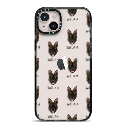 Belgian Malinois Icon with Name iPhone 14 Plus Black Impact Case on Silver phone