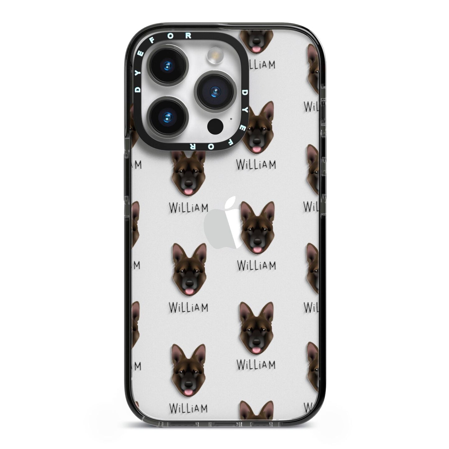 Belgian Malinois Icon with Name iPhone 14 Pro Black Impact Case on Silver phone