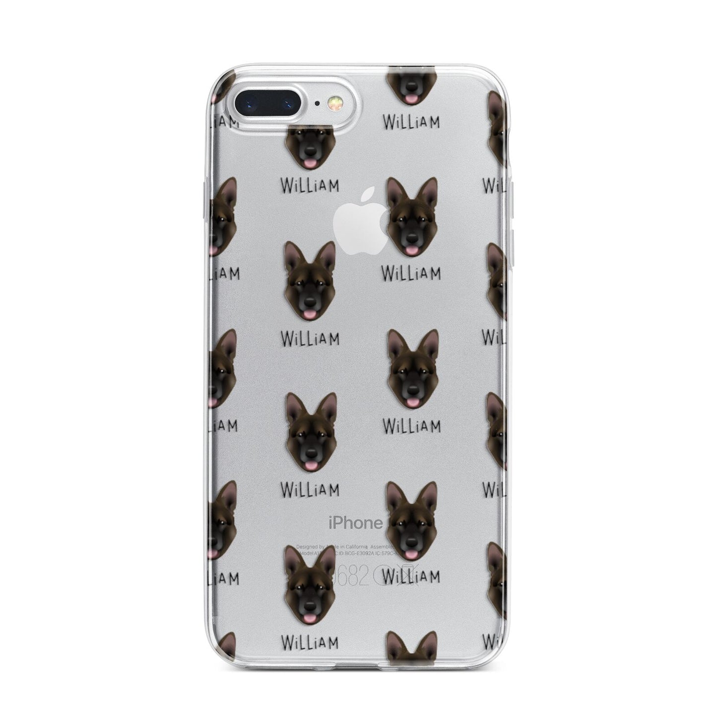 Belgian Malinois Icon with Name iPhone 7 Plus Bumper Case on Silver iPhone