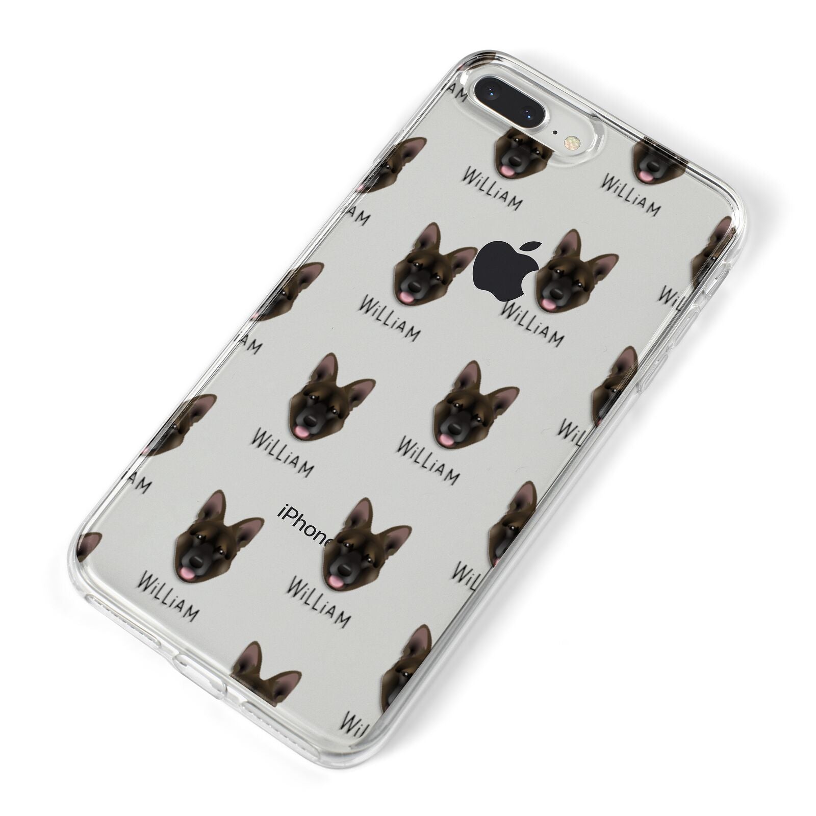 Belgian Malinois Icon with Name iPhone 8 Plus Bumper Case on Silver iPhone Alternative Image