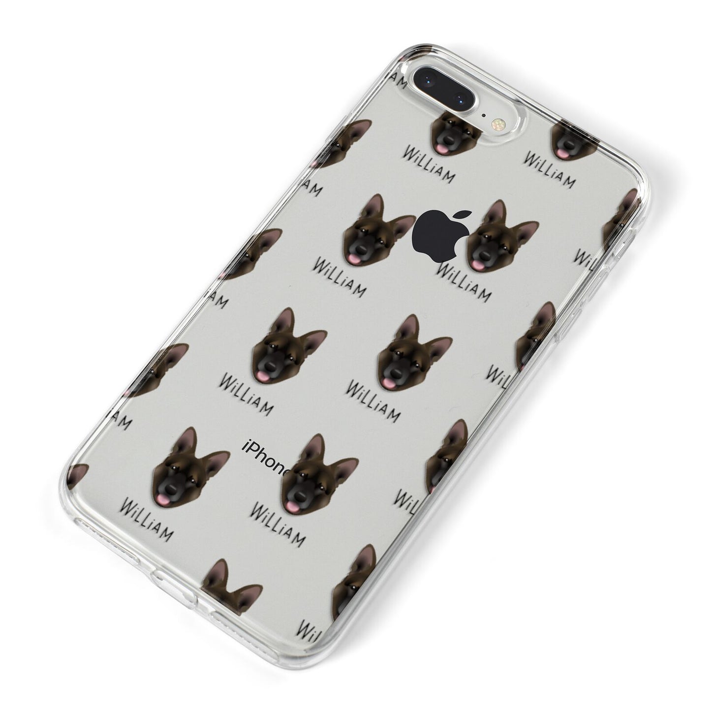 Belgian Malinois Icon with Name iPhone 8 Plus Bumper Case on Silver iPhone Alternative Image
