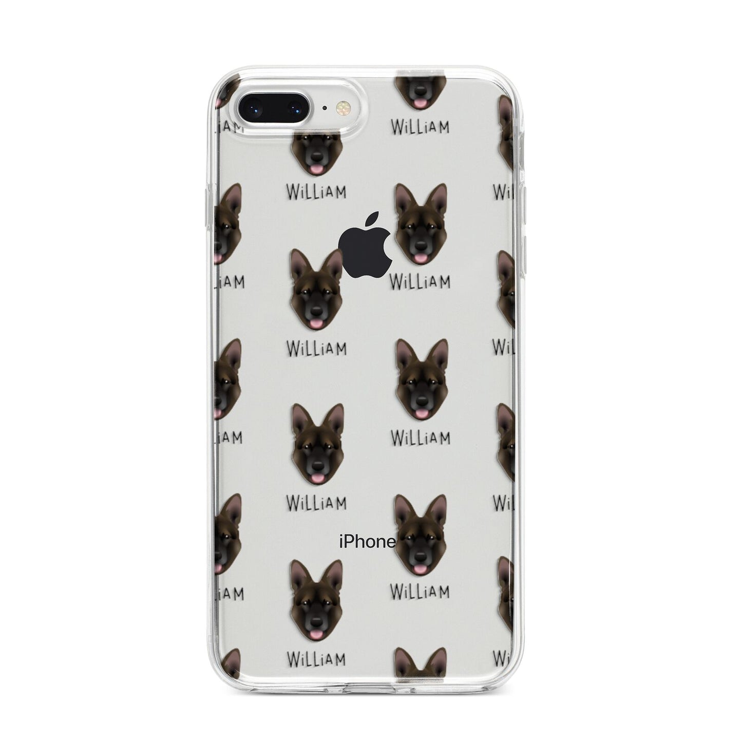 Belgian Malinois Icon with Name iPhone 8 Plus Bumper Case on Silver iPhone