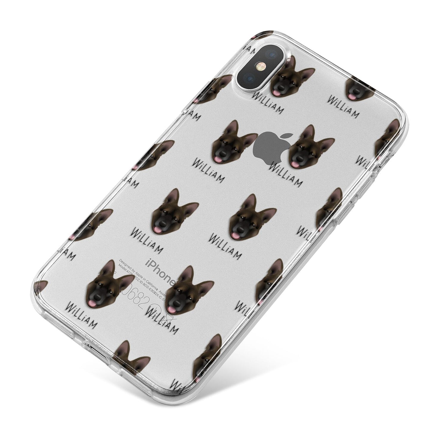Belgian Malinois Icon with Name iPhone X Bumper Case on Silver iPhone