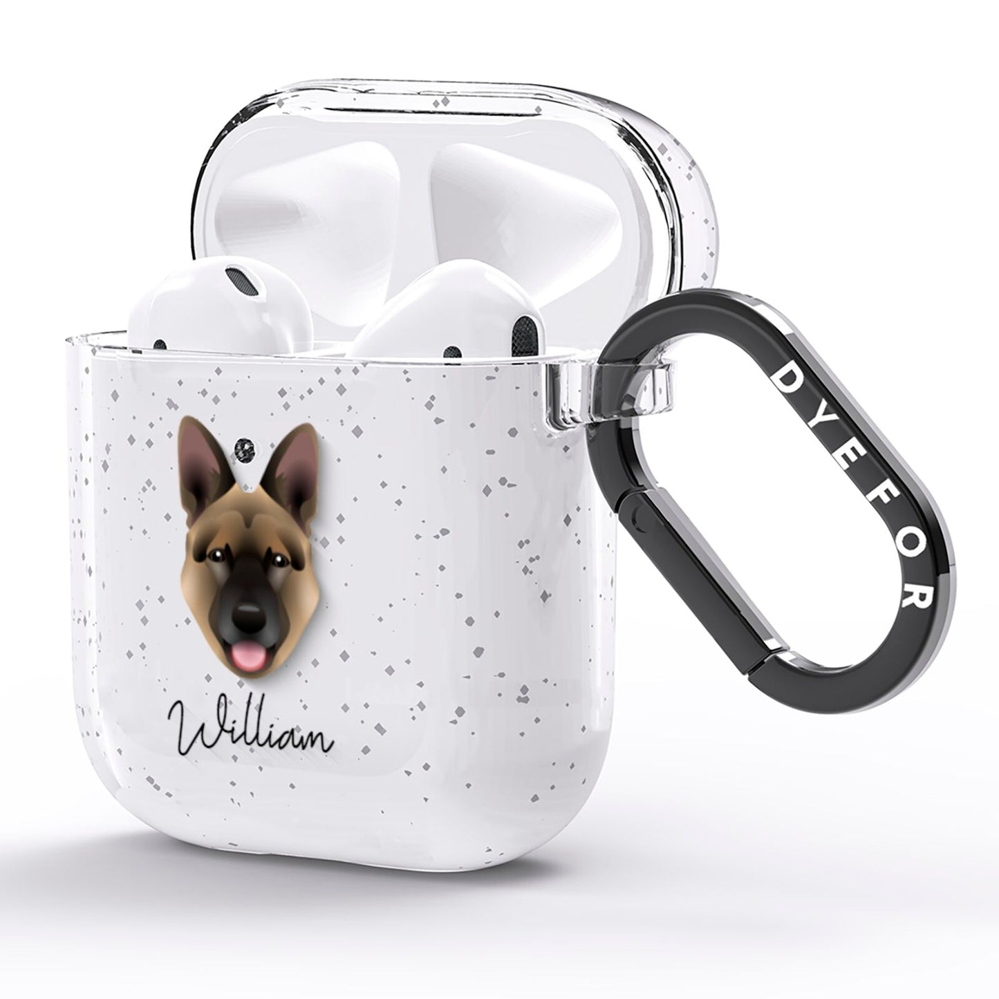 Belgian Malinois Personalised AirPods Glitter Case Side Image