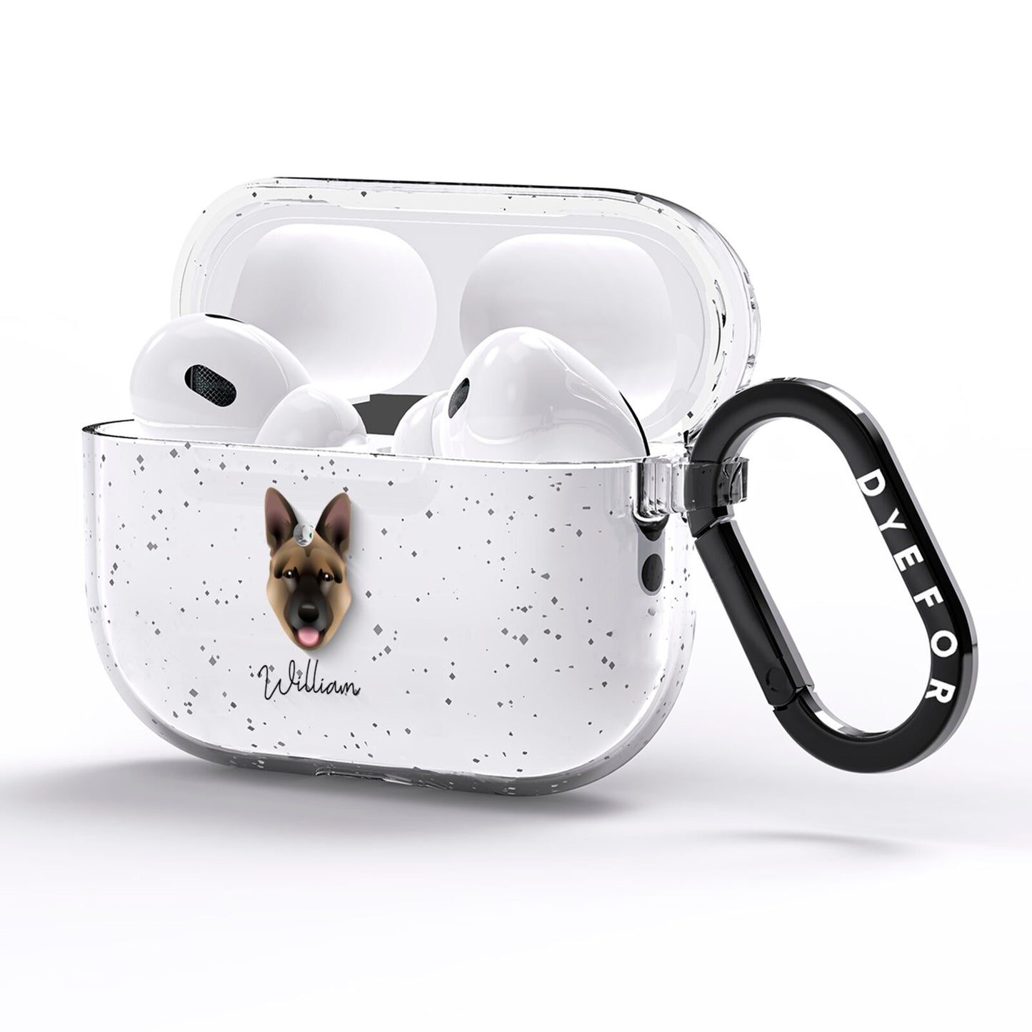 Belgian Malinois Personalised AirPods Pro Glitter Case Side Image