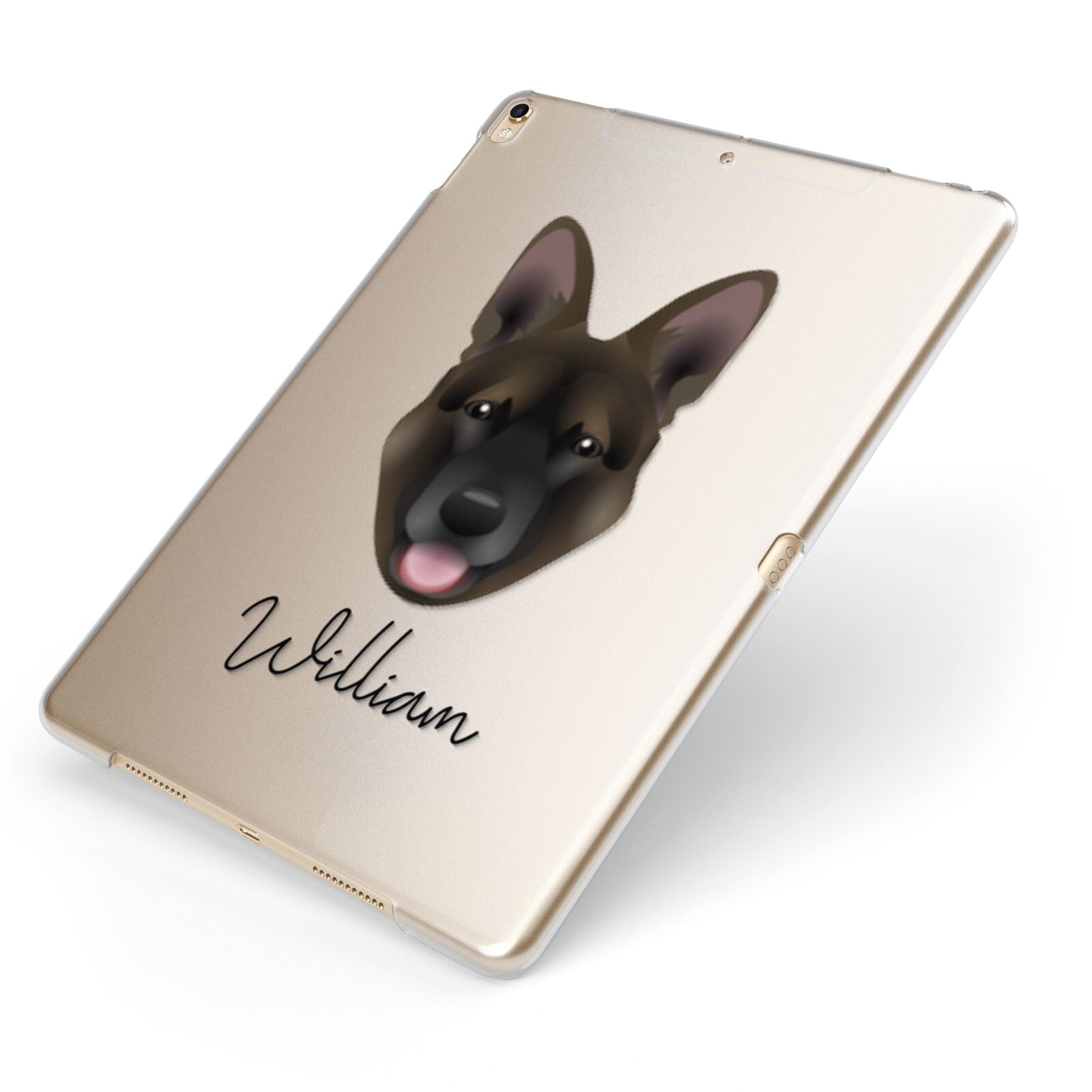 Belgian Malinois Personalised Apple iPad Case on Gold iPad Side View