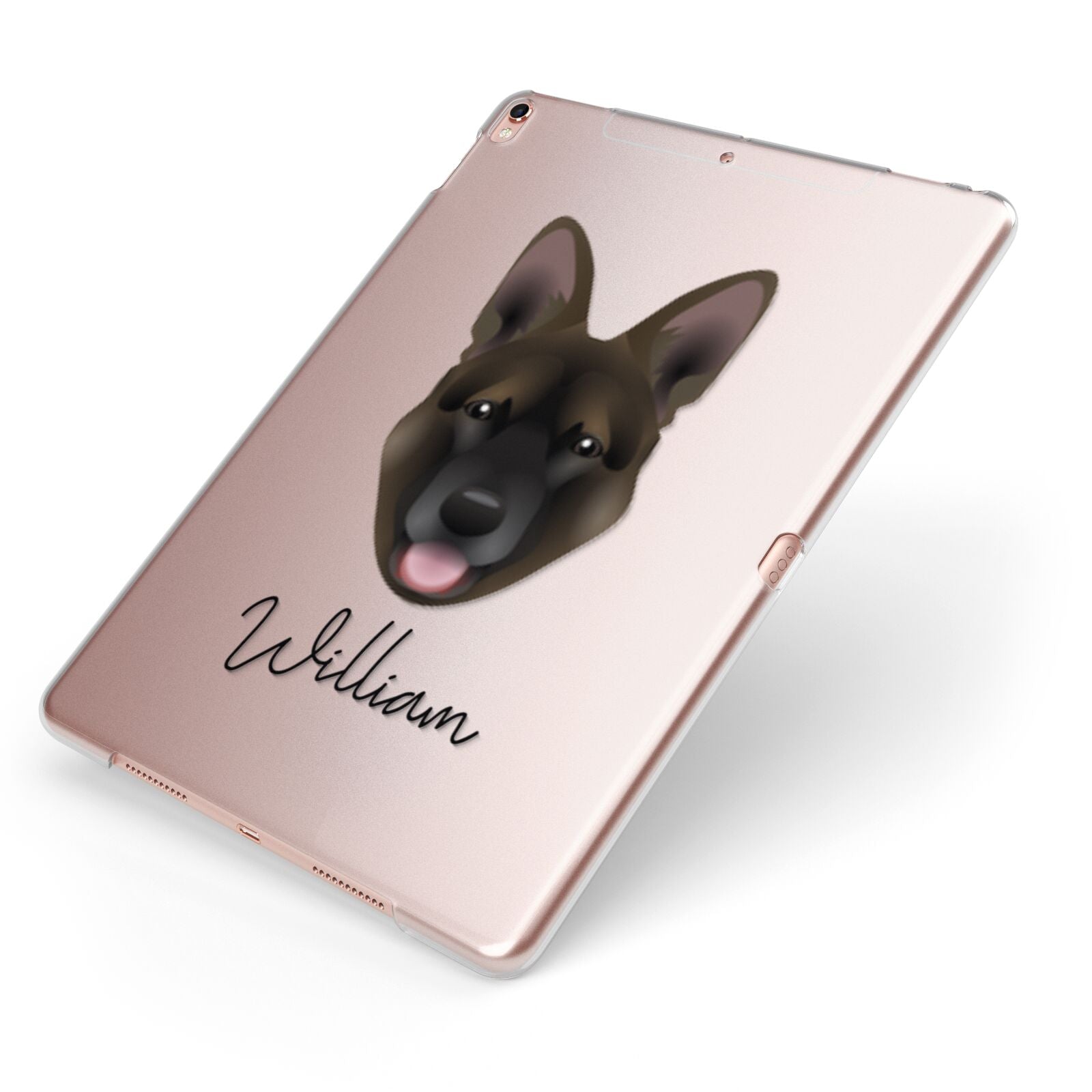 Belgian Malinois Personalised Apple iPad Case on Rose Gold iPad Side View