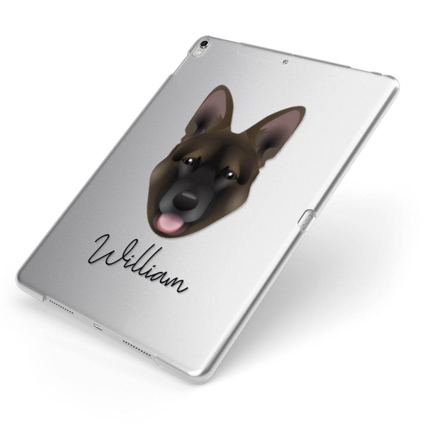 Belgian Malinois Personalised Apple iPad Case on Silver iPad Side View
