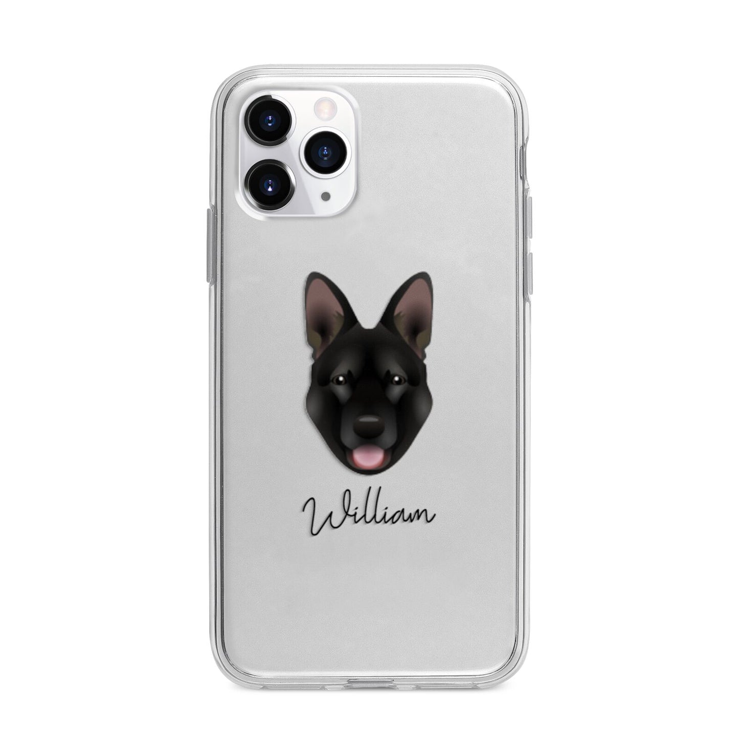 Belgian Malinois Personalised Apple iPhone 11 Pro Max in Silver with Bumper Case