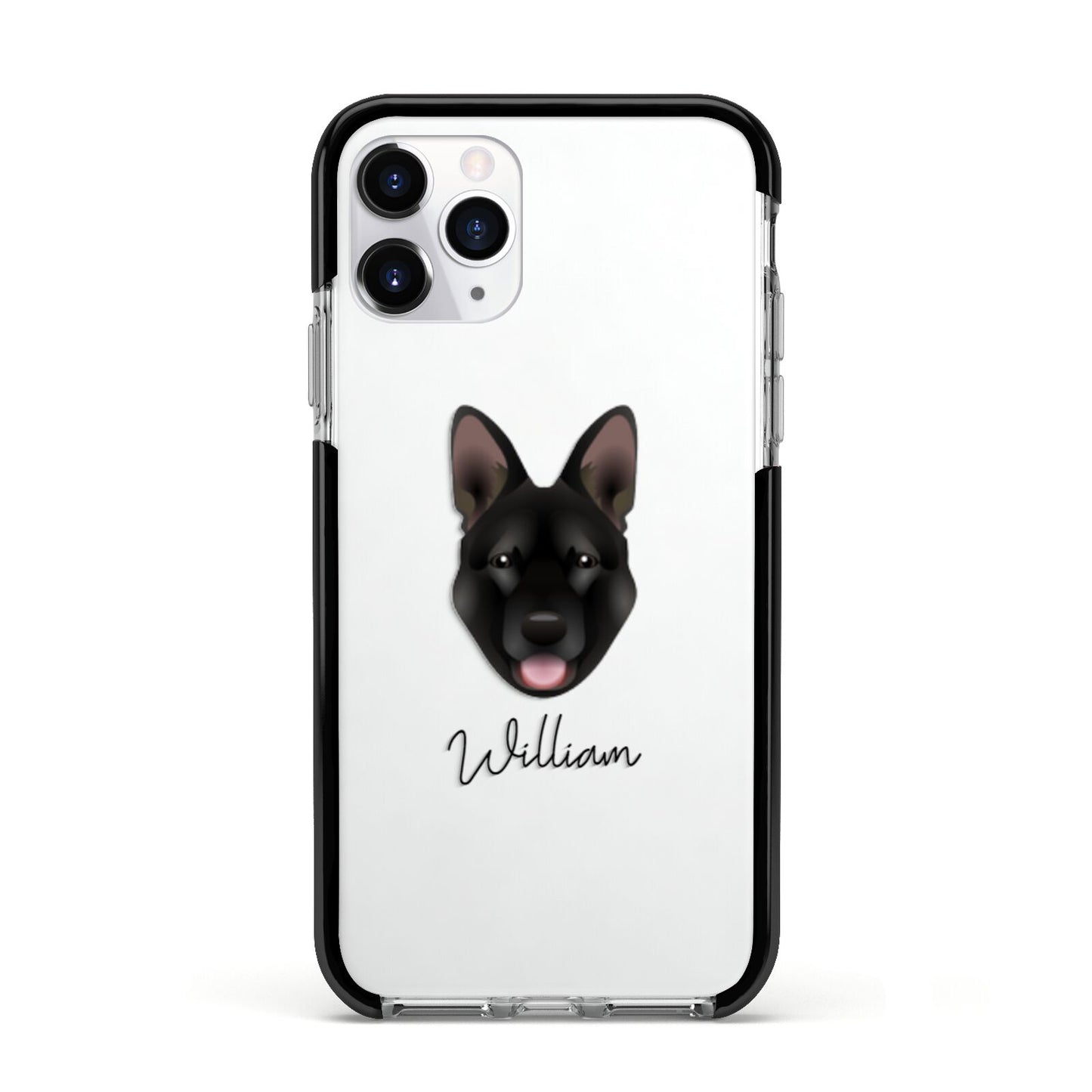 Belgian Malinois Personalised Apple iPhone 11 Pro in Silver with Black Impact Case