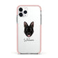 Belgian Malinois Personalised Apple iPhone 11 Pro in Silver with Pink Impact Case