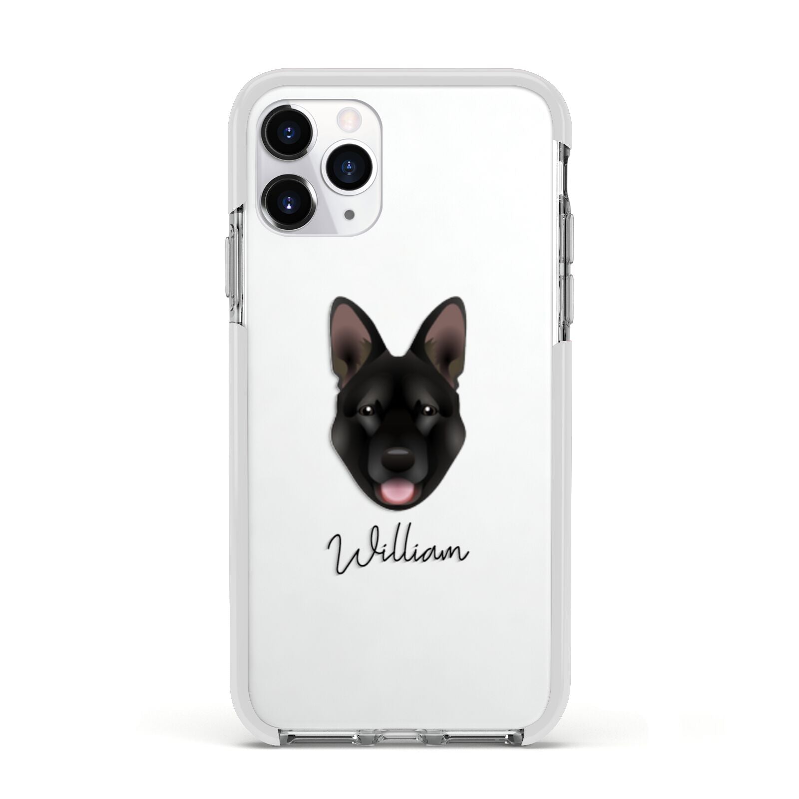 Belgian Malinois Personalised Apple iPhone 11 Pro in Silver with White Impact Case