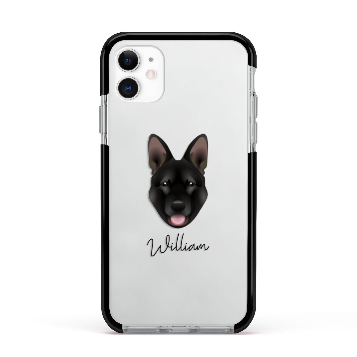 Belgian Malinois Personalised Apple iPhone 11 in White with Black Impact Case