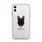 Belgian Malinois Personalised Apple iPhone 11 in White with Pink Impact Case