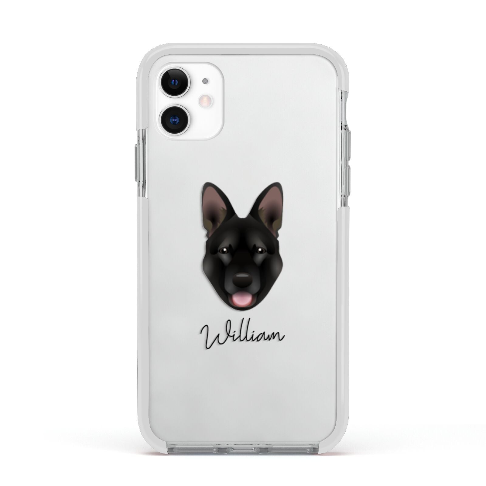 Belgian Malinois Personalised Apple iPhone 11 in White with White Impact Case