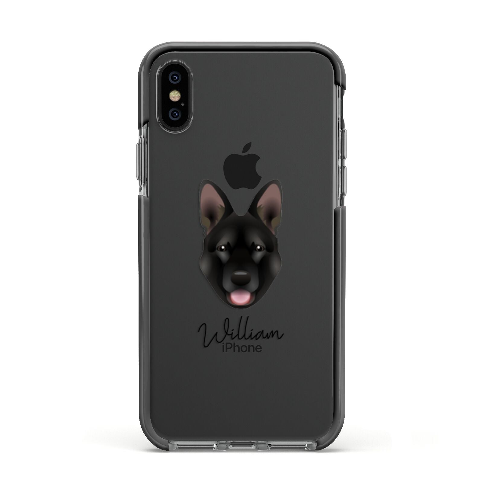 Belgian Malinois Personalised Apple iPhone Xs Impact Case Black Edge on Black Phone