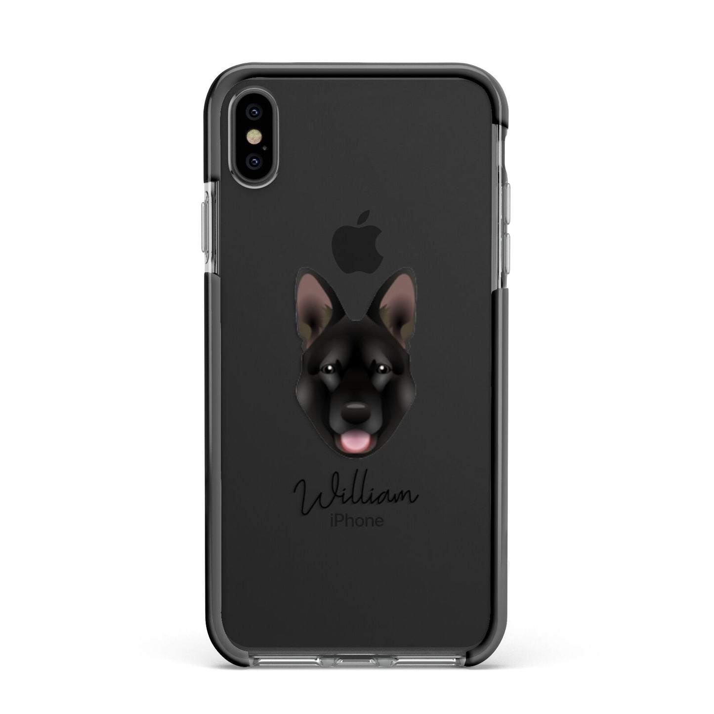 Belgian Malinois Personalised Apple iPhone Xs Max Impact Case Black Edge on Black Phone