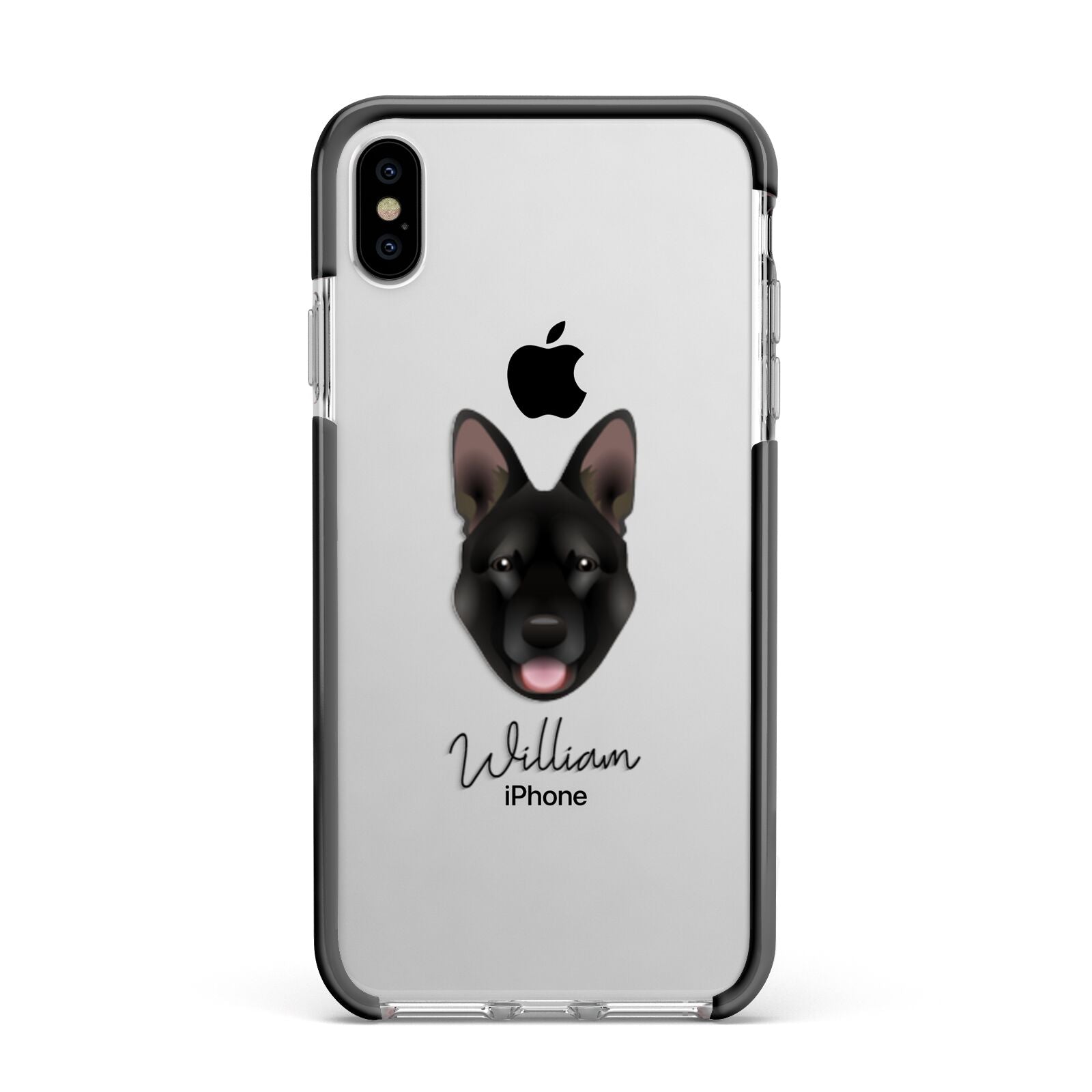 Belgian Malinois Personalised Apple iPhone Xs Max Impact Case Black Edge on Silver Phone