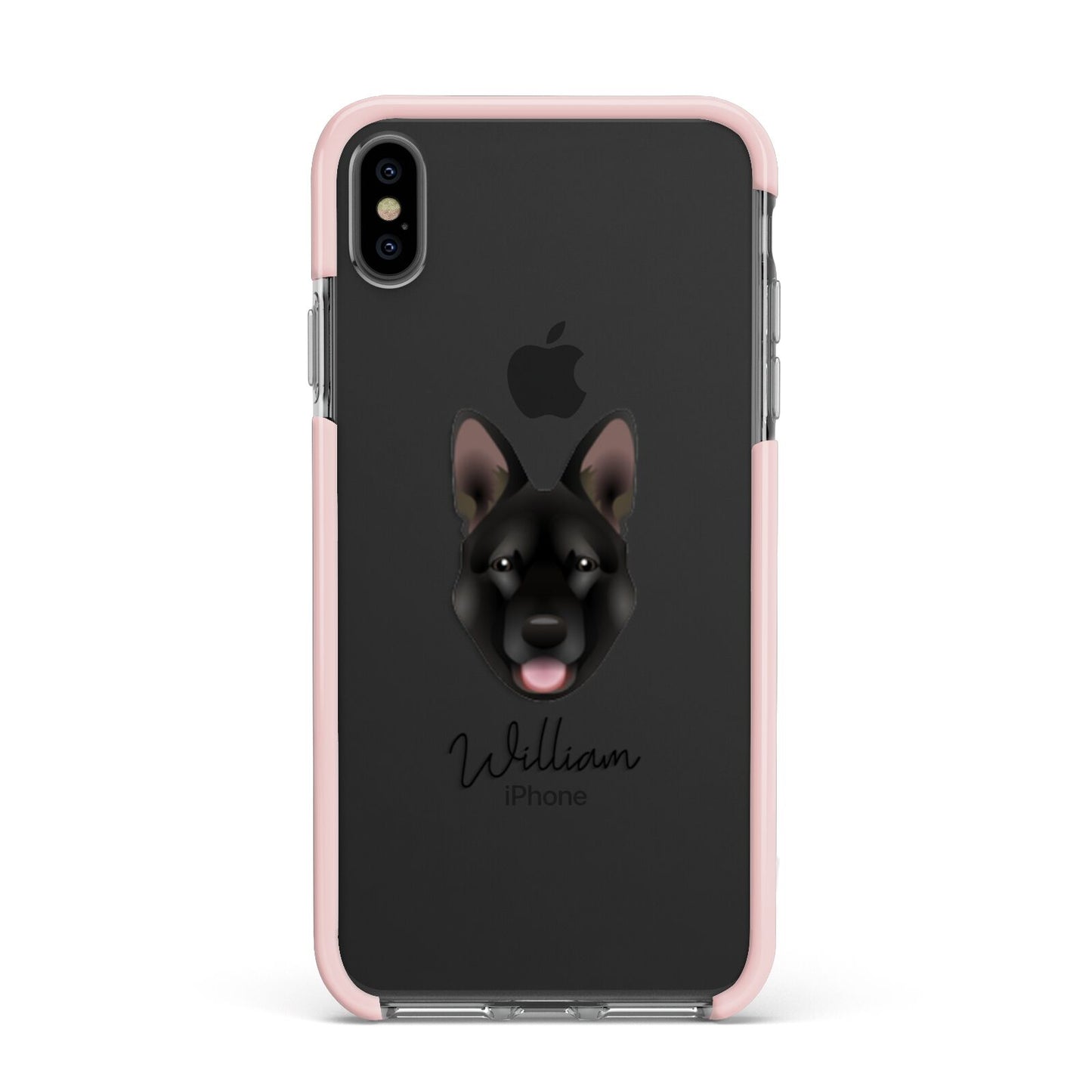 Belgian Malinois Personalised Apple iPhone Xs Max Impact Case Pink Edge on Black Phone