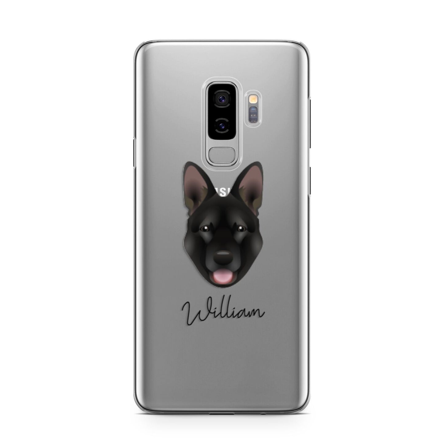 Belgian Malinois Personalised Samsung Galaxy S9 Plus Case on Silver phone