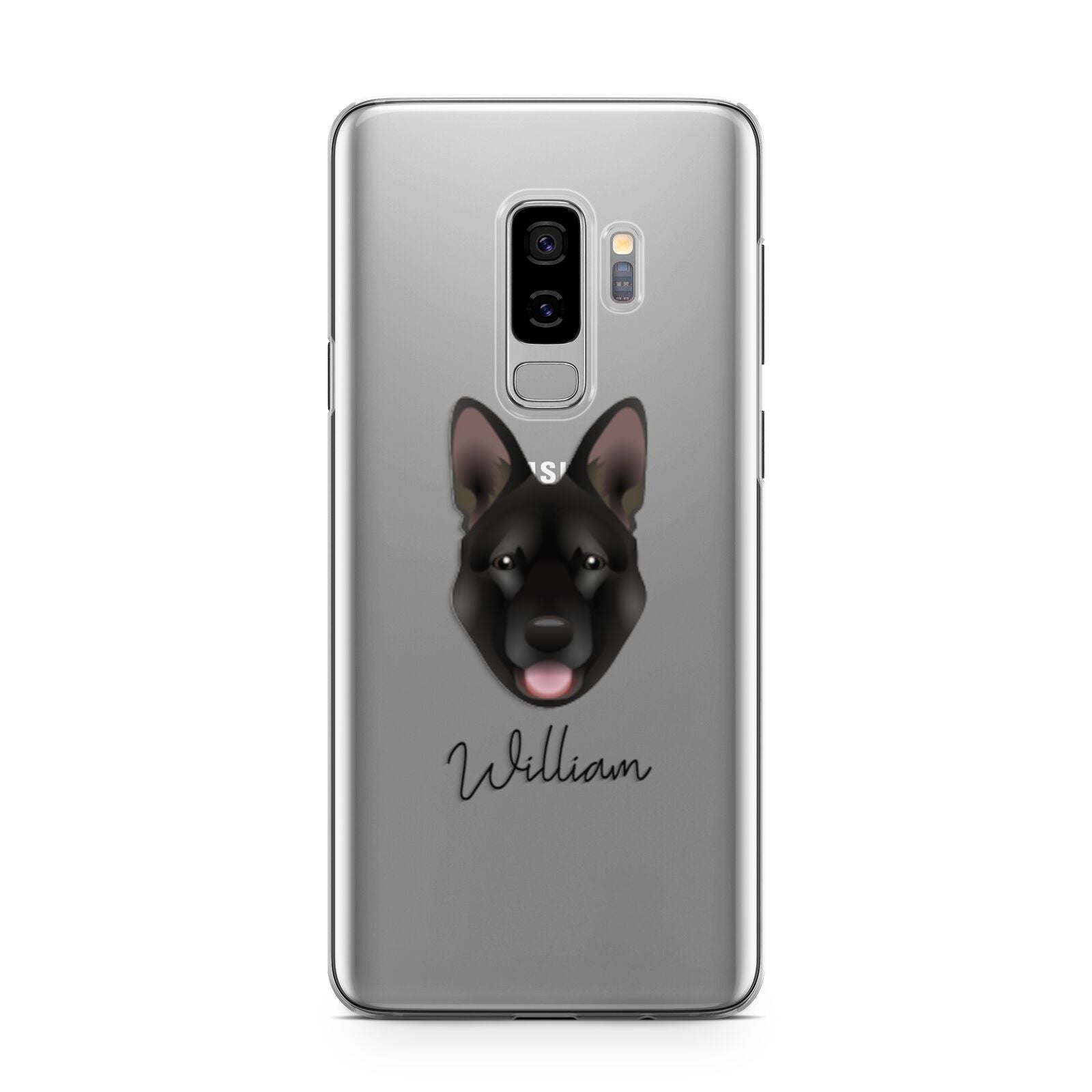 Belgian Malinois Personalised Samsung Galaxy S9 Plus Case on Silver phone
