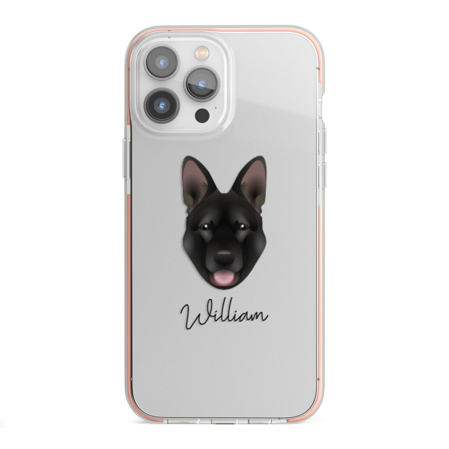 Belgian Malinois Personalised iPhone 13 Pro Max TPU Impact Case with Pink Edges