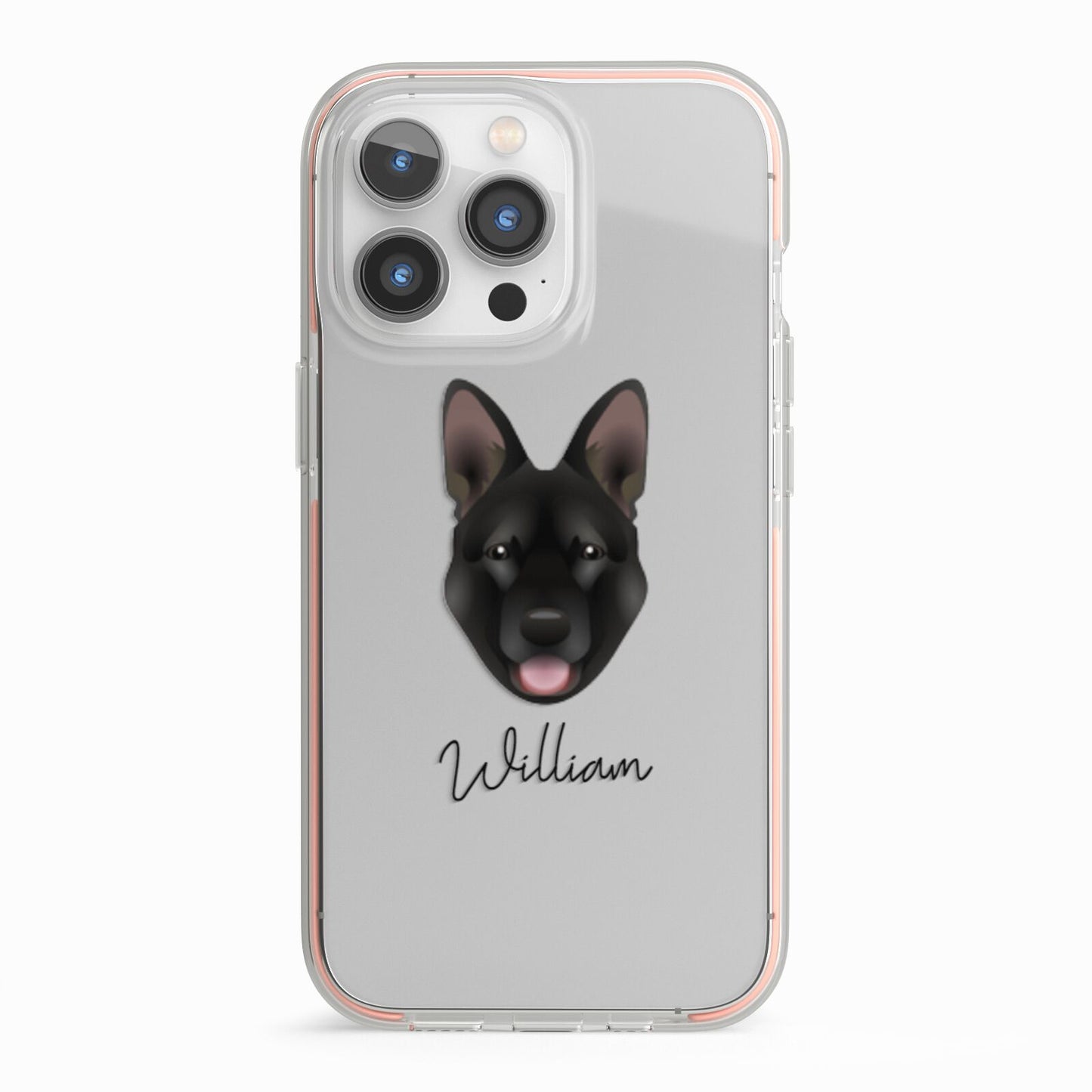 Belgian Malinois Personalised iPhone 13 Pro TPU Impact Case with Pink Edges