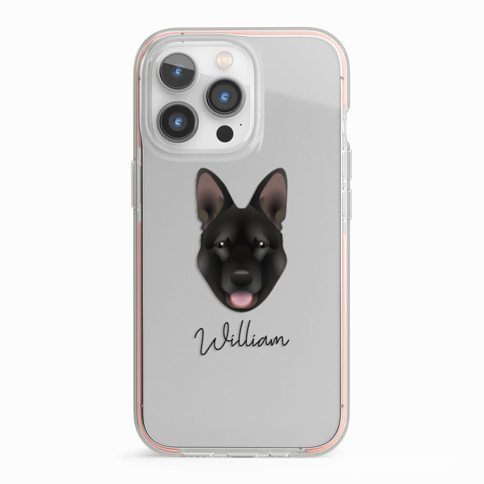 Belgian Malinois Personalised iPhone 13 Pro TPU Impact Case with Pink Edges