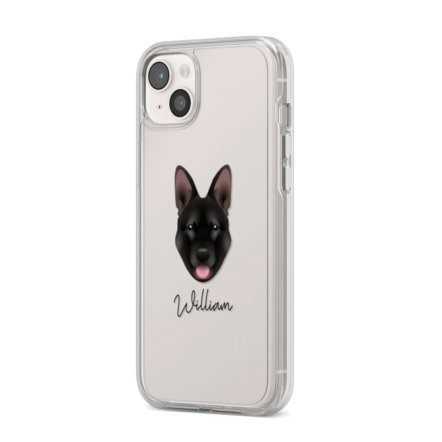Belgian Malinois Personalised iPhone 14 Plus Clear Tough Case Starlight Angled Image