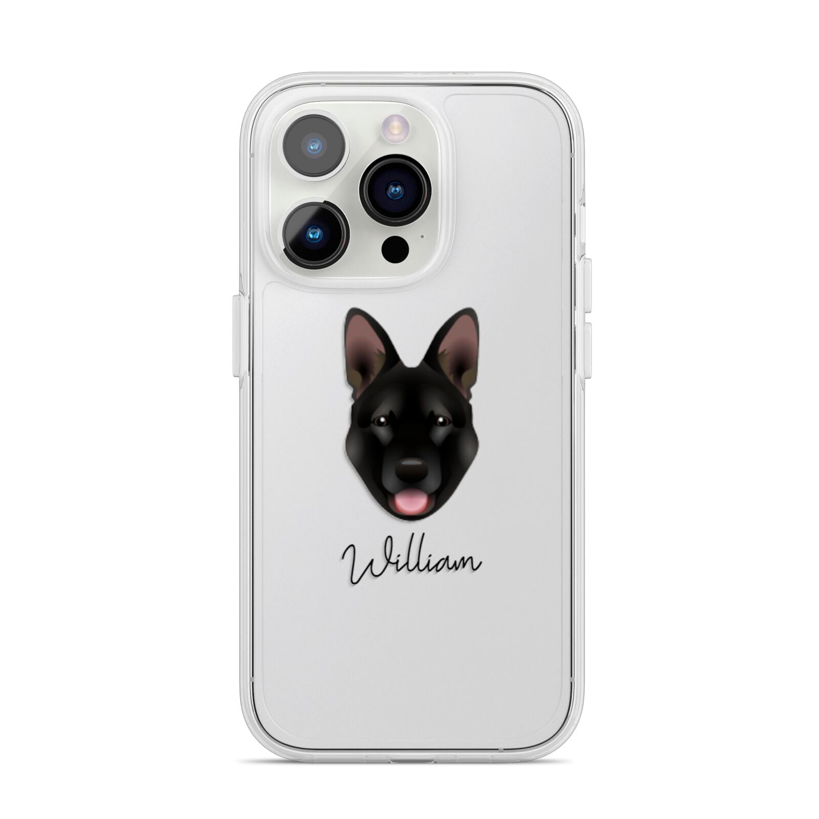 Belgian Malinois Personalised iPhone 14 Pro Clear Tough Case Silver