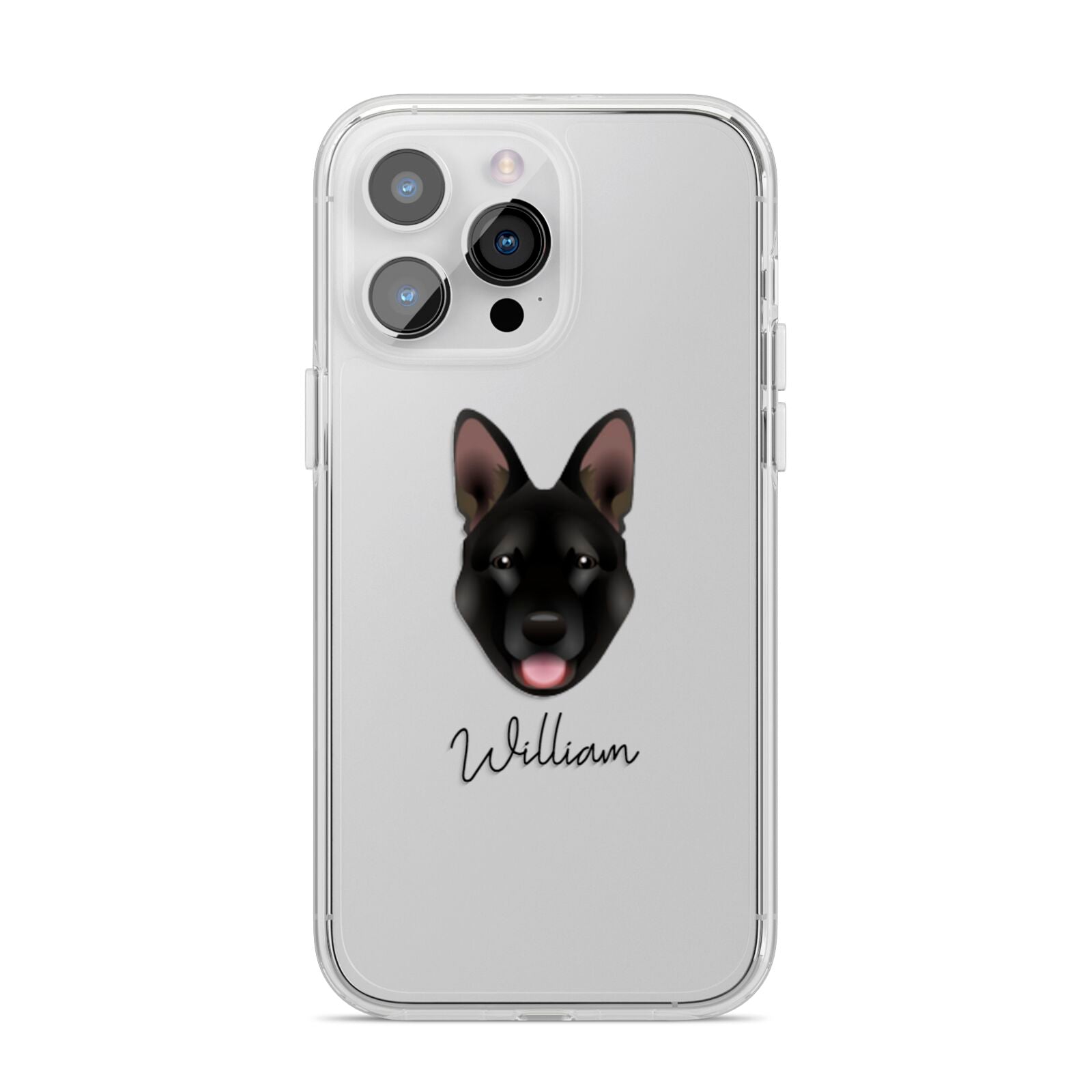 Belgian Malinois Personalised iPhone 14 Pro Max Clear Tough Case Silver