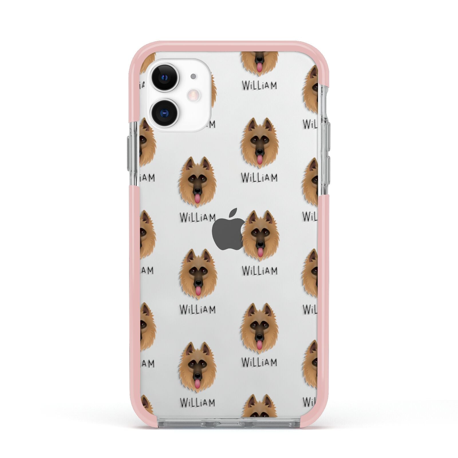 Belgian Shepherd Icon with Name Apple iPhone 11 in White with Pink Impact Case