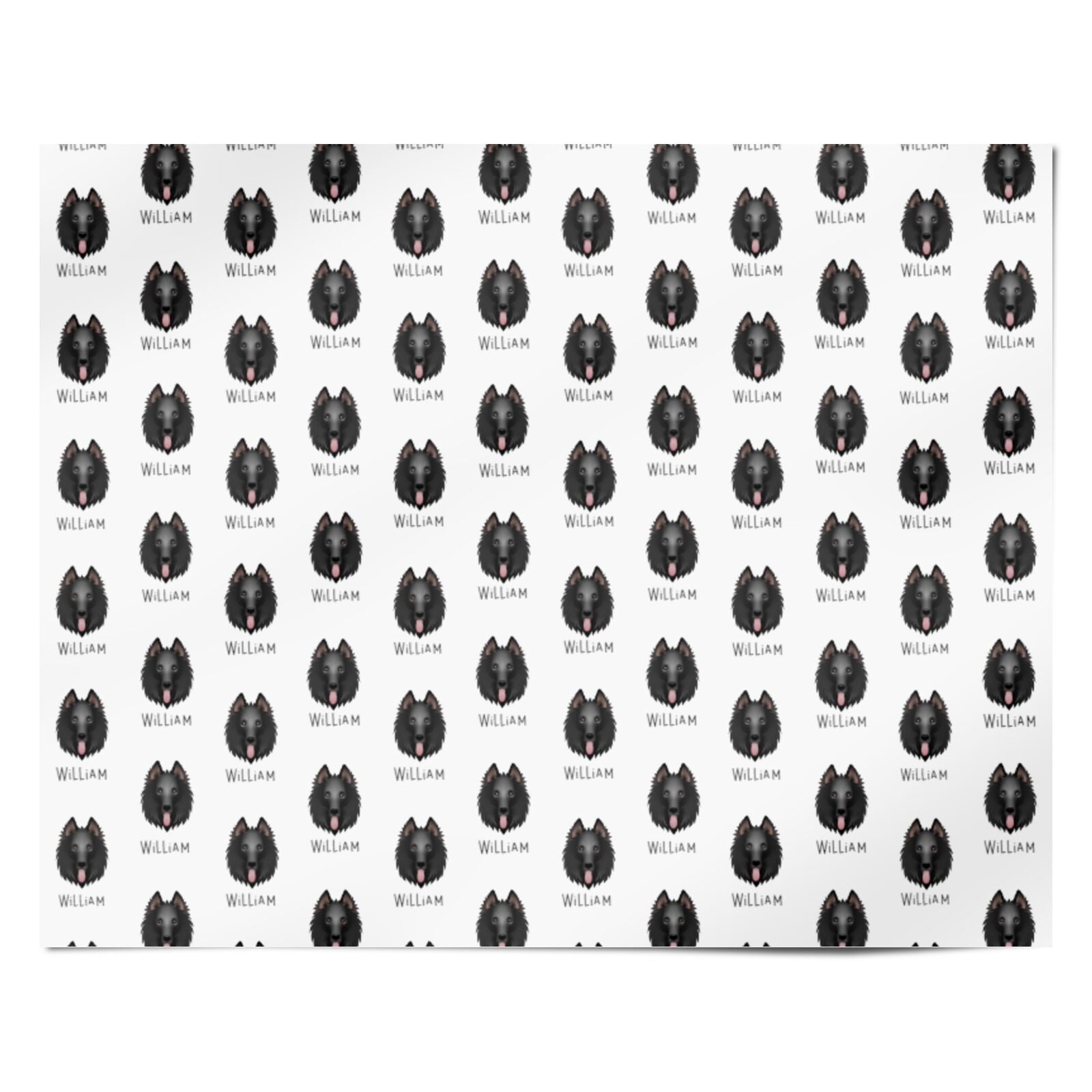 Belgian Shepherd Icon with Name Personalised Wrapping Paper Alternative