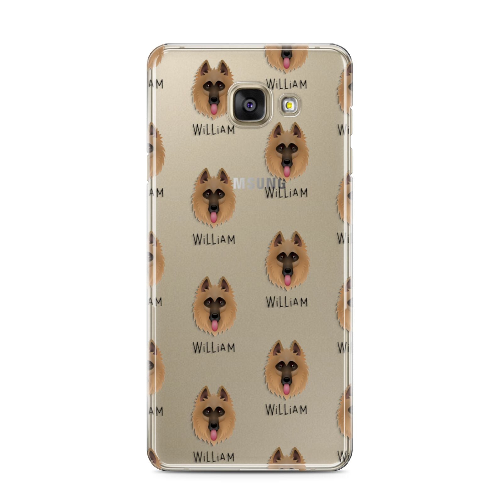 Belgian Shepherd Icon with Name Samsung Galaxy A3 2016 Case on gold phone