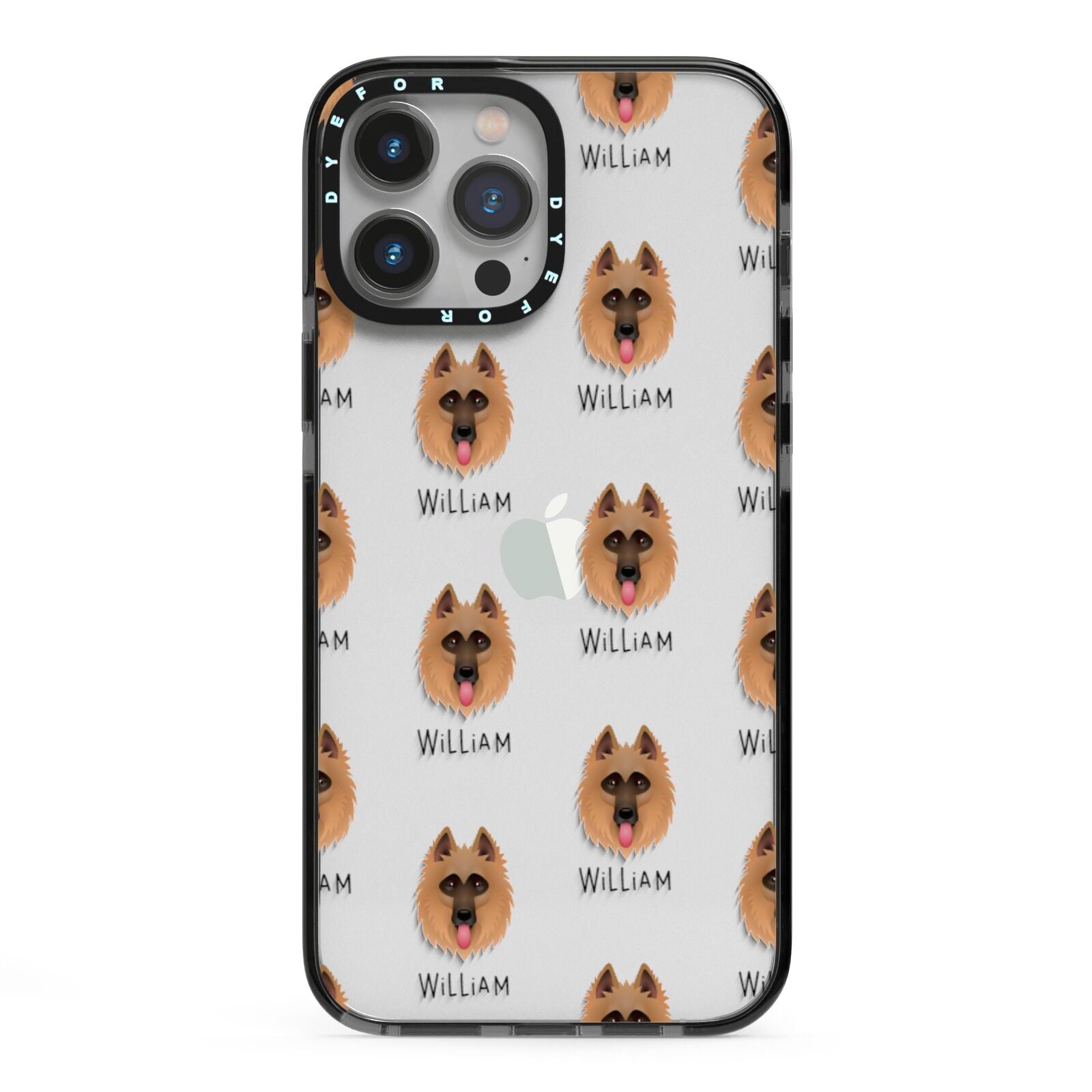 Belgian Shepherd Icon with Name iPhone 13 Pro Max Black Impact Case on Silver phone