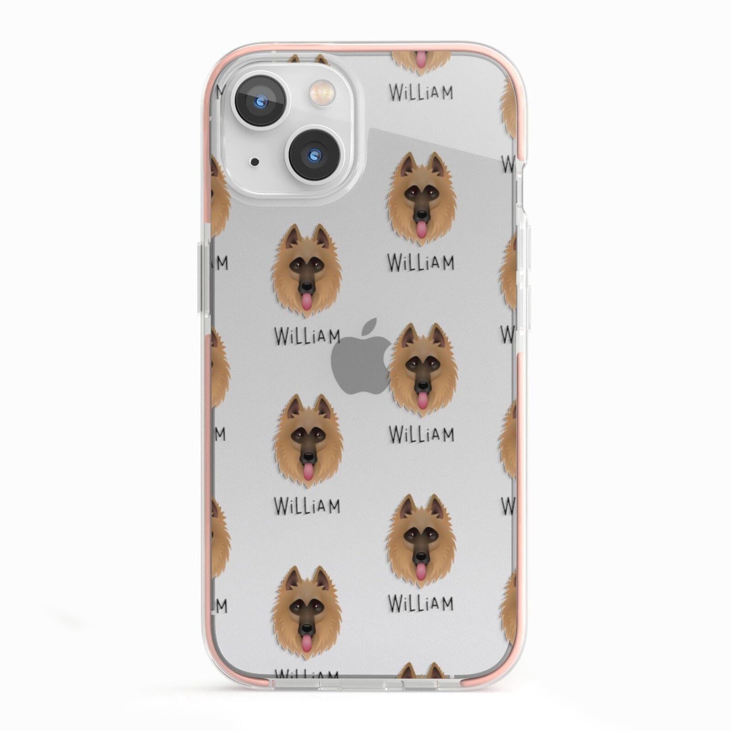 Belgian Shepherd Icon with Name iPhone 13 TPU Impact Case with Pink Edges