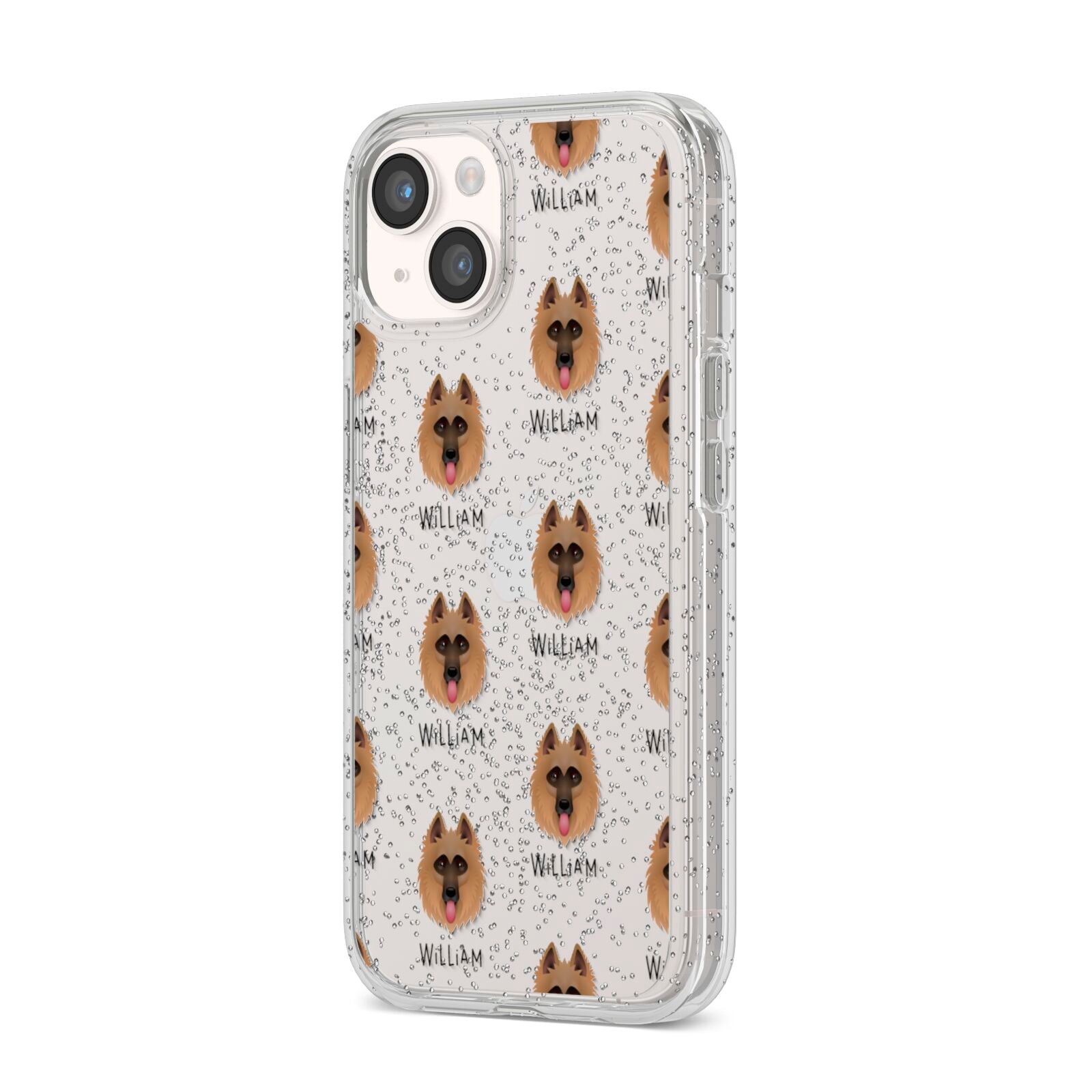 Belgian Shepherd Icon with Name iPhone 14 Glitter Tough Case Starlight Angled Image