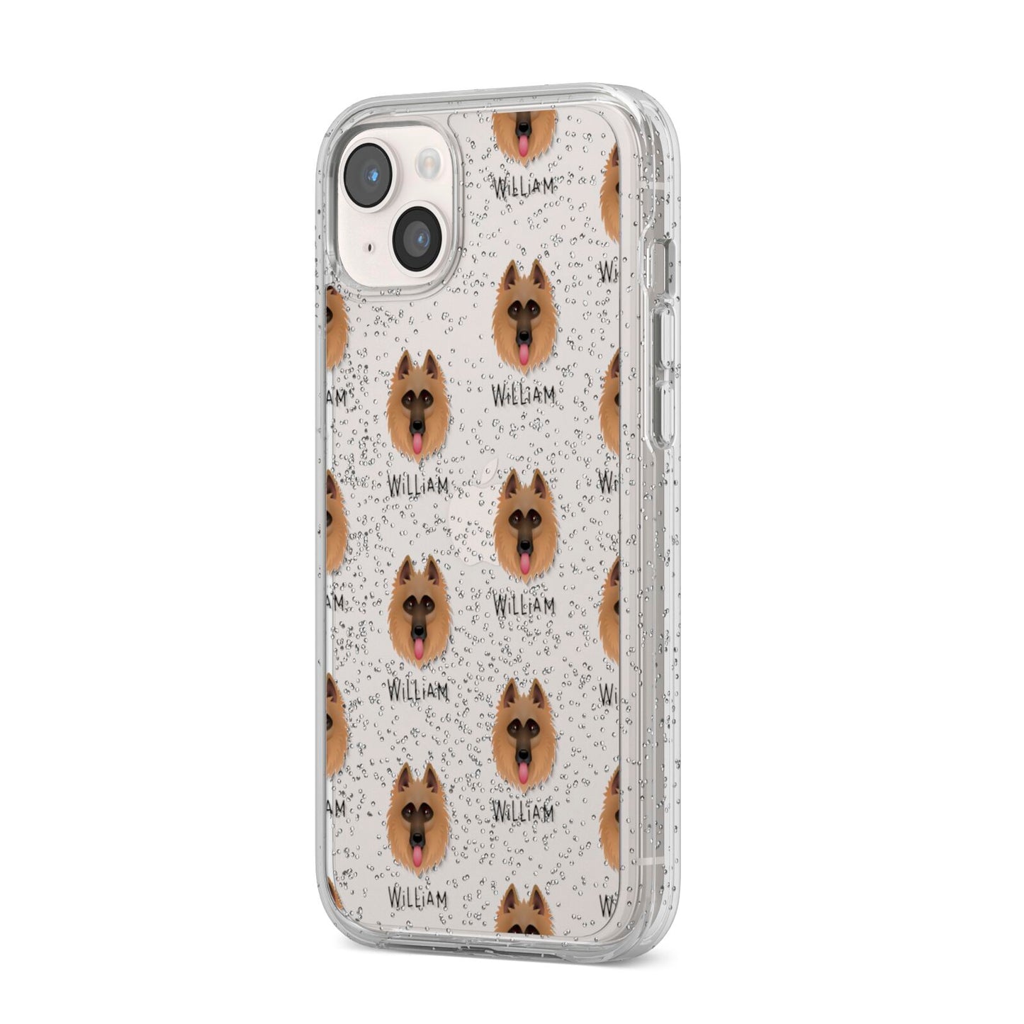 Belgian Shepherd Icon with Name iPhone 14 Plus Glitter Tough Case Starlight Angled Image