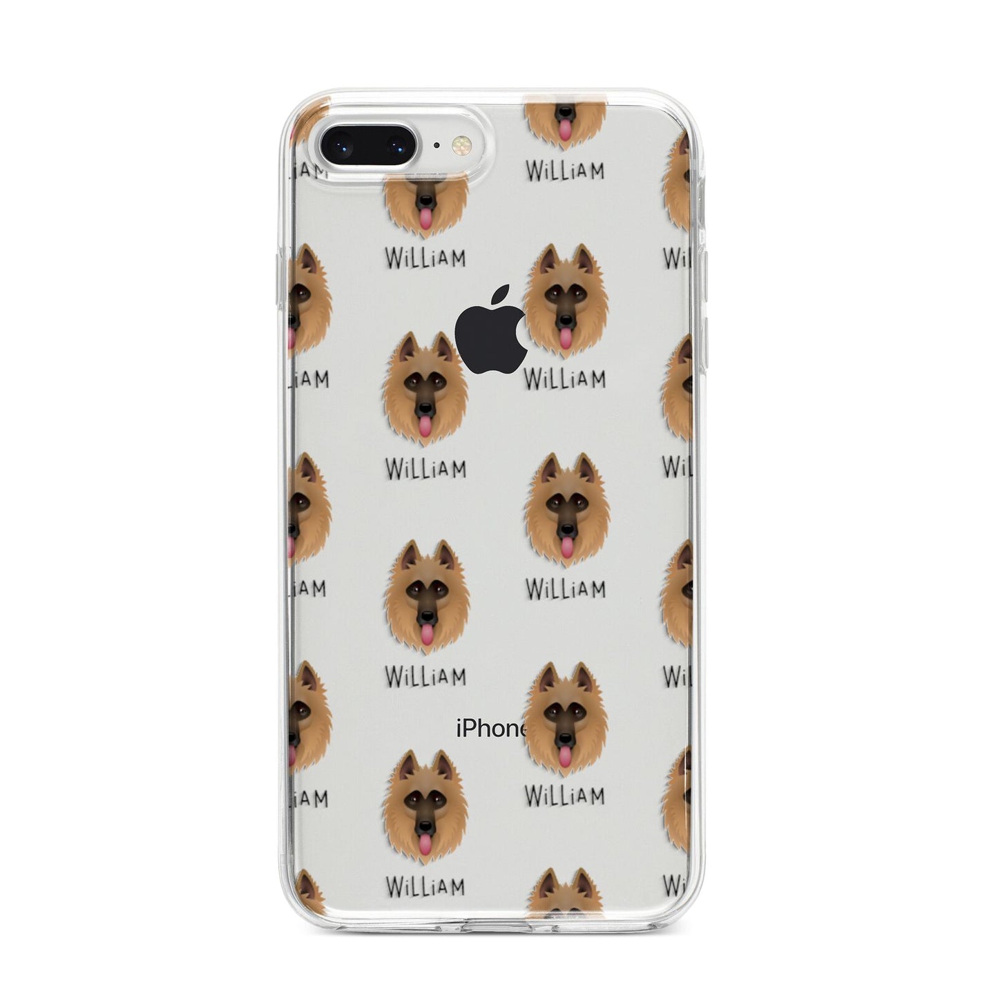 Belgian Shepherd Icon with Name iPhone 8 Plus Bumper Case on Silver iPhone