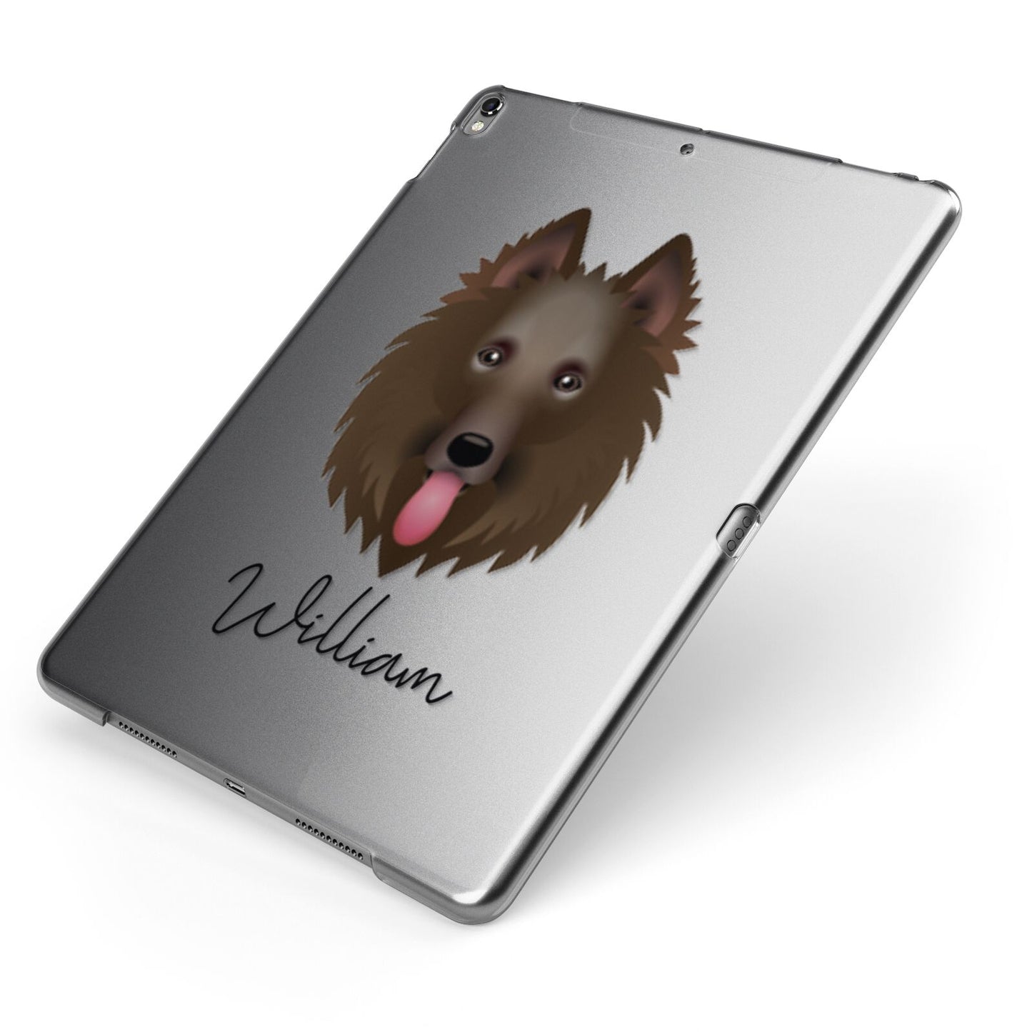 Belgian Shepherd Personalised Apple iPad Case on Grey iPad Side View