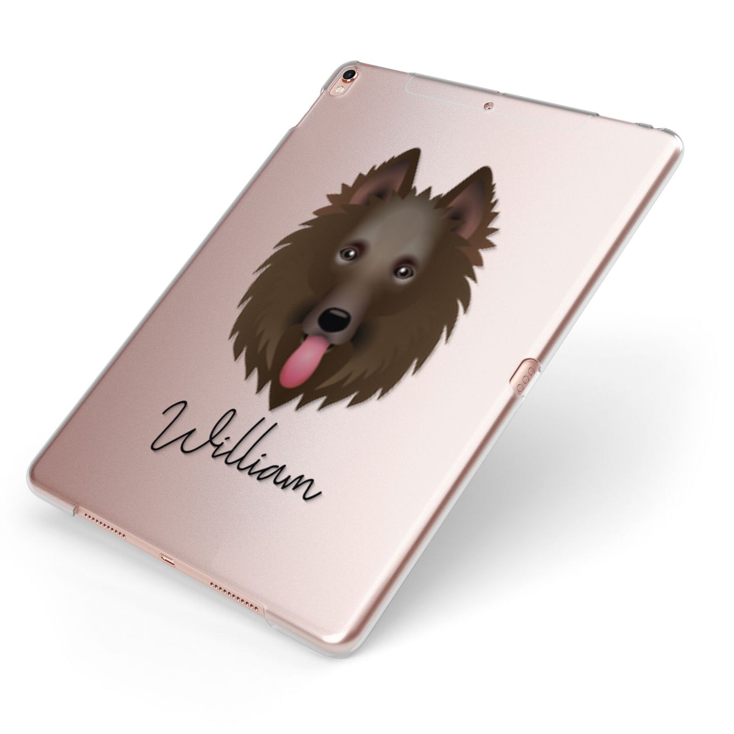 Belgian Shepherd Personalised Apple iPad Case on Rose Gold iPad Side View