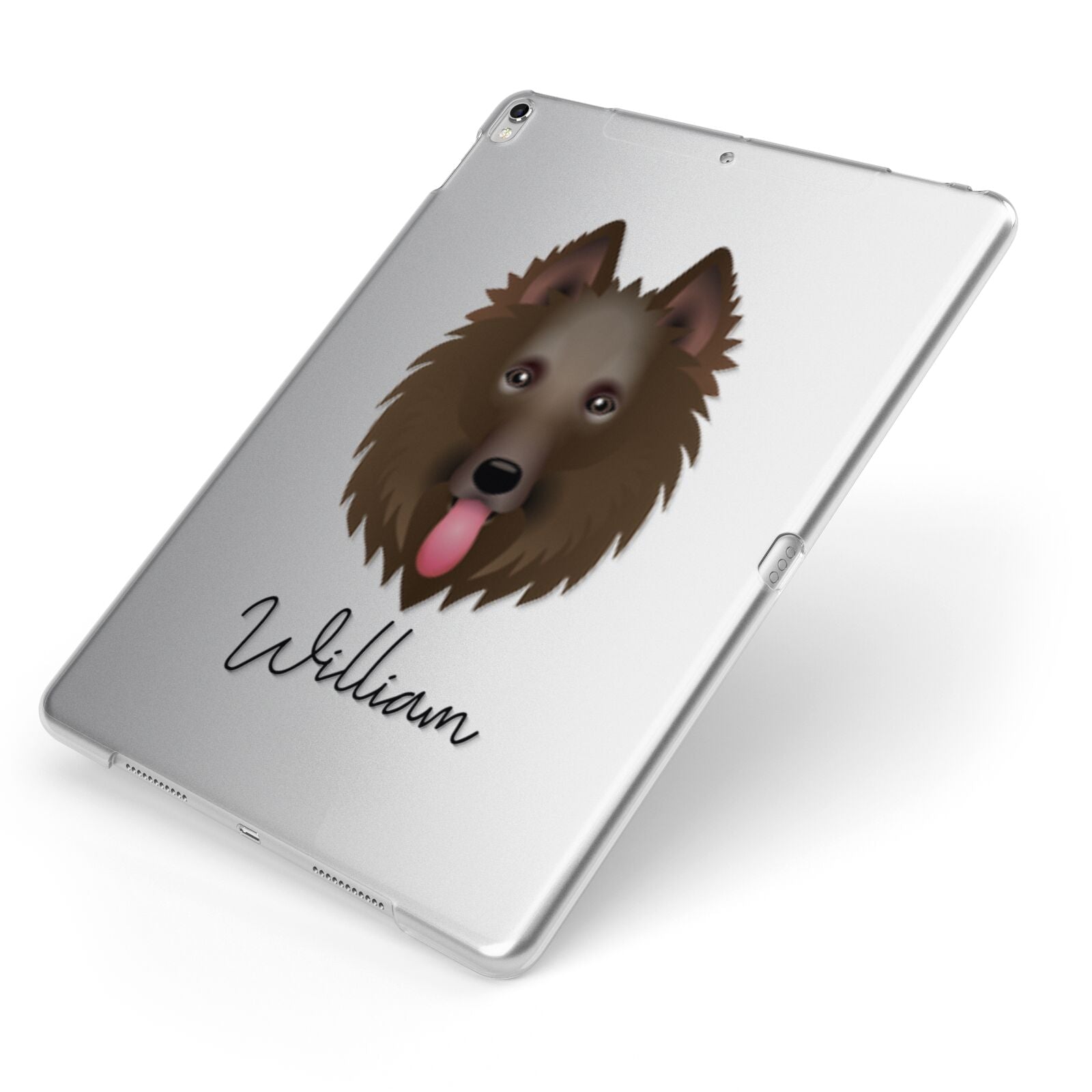 Belgian Shepherd Personalised Apple iPad Case on Silver iPad Side View